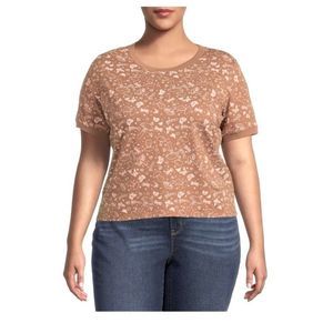 NWT Nobo mushroom ringer tee top brown short sleeve t-shirt plus size XL